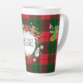 Monogram Winter Holiday Christmas Scottish Pattern カフェラテマグ (右アングル)
