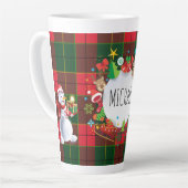 Monogram Winter Holiday Christmas Scottish Pattern カフェラテマグ (左アングル)