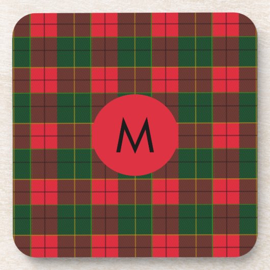 Monogram Winter Holiday Tartan pattern Scottish コースター (正面)