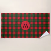Monogram Winter Holiday Tartan pattern Scottish ビーチタオル (正面)