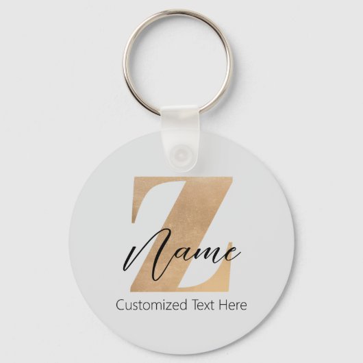 Monogram with Initial Z & Custom Name Personalized キーホルダー (正面)