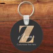 Monogram with Initial Z & Custom Name Personalized キーホルダー (裏面)