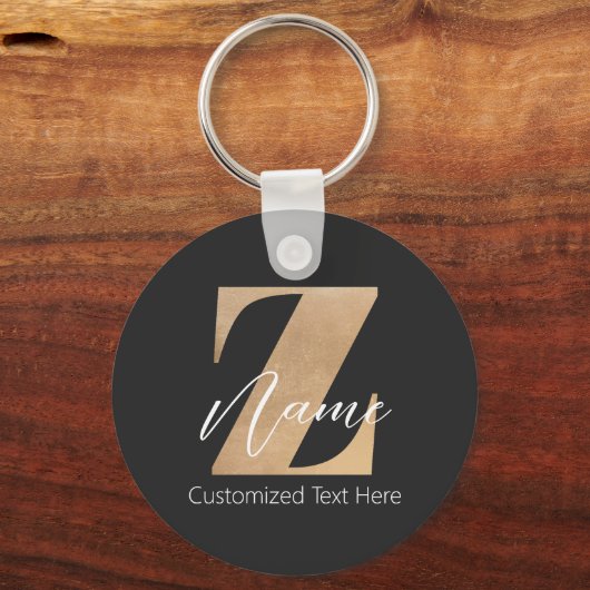 Monogram with Initial Z & Custom Name Personalized キーホルダー (裏面)