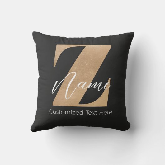 Monogram with Initial Z & Custom Name Personalized クッション (裏面)