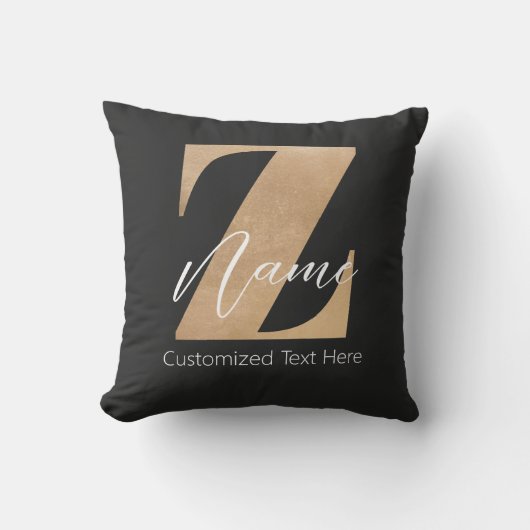 Monogram with Initial Z & Custom Name Personalized クッション (正面)
