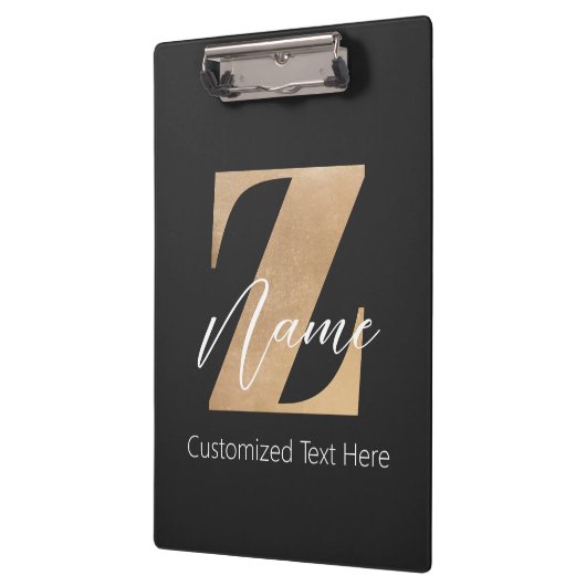 Monogram with Initial Z & Custom Name Personalized クリップボード (左)