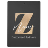 Monogram with Initial Z & Custom Name Personalized クリップボード (裏面)