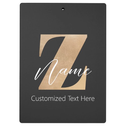 Monogram with Initial Z & Custom Name Personalized クリップボード (裏面)