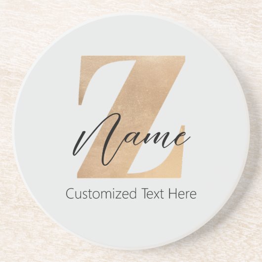 Monogram with Initial Z & Custom Name Personalized コースター (正面)