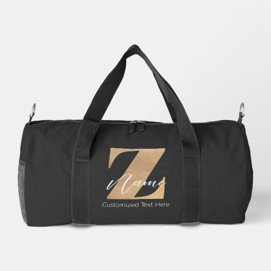 Monogram with Initial Z & Custom Name Personalized ダッフルバッグ (裏面)