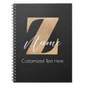 Monogram with Initial Z & Custom Name Personalized ノートブック (正面)
