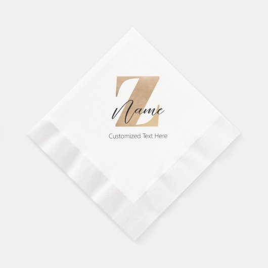 Monogram with Initial Z & Custom Name Personalized 縁ありランチョンナプキン (角)