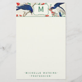 Monogram Woodblockエレガントバ日本のード 便箋