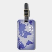 Monogram World Map Blue Artsy Name Gift Favor ラゲッジタグ (正面縦)