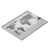 Monogram World Map Traveler Name Gift Favor ノートブック (左側)