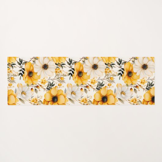 Monogram Yellow floral Pattern ヨガマット (裏面(横))