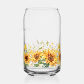 Monogram Yellow Flower Sunflower Floral Botanical ガラス缶 (左)