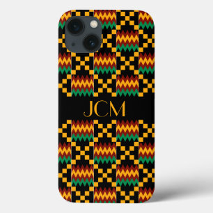 Monogram Yellow, Green, Red, Black Kente Cloth iPhone 13ケース