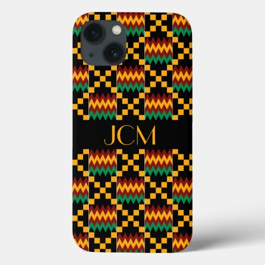 Monogram Yellow, Green, Red, Black Kente Cloth Case-Mate iPhoneケース (裏面)