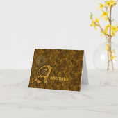 Monogram You Initial A Gold Peony Personalized カード (黄色い花)