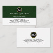 Monogram Your Name On Emerald Grunge Layer 名刺 (正面/裏面)