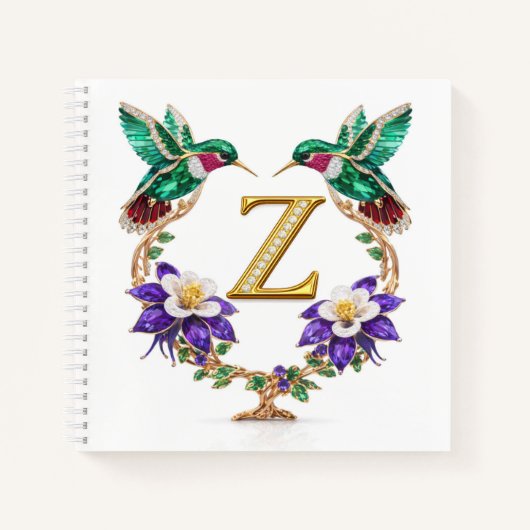 Monogram Z Gold Hummingbird Wedding Shower Gift ノートブック (正面)