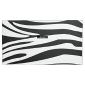 Monogram Zebra black & white stripes print pattern 枕カバー (正面左)