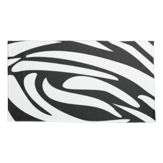 Monogram Zebra black & white stripes print pattern 枕カバー (裏面-左)