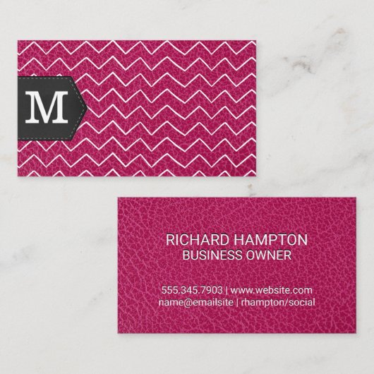 Monogram | Zig Zap Pattern | Leather 名刺 (正面/裏面)