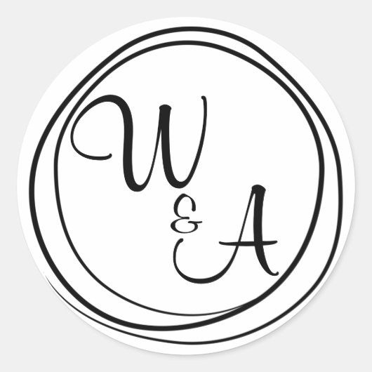 Monograma com duas letras ラウンドシール (正面)