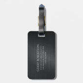 Monograme Black Gray Brushed Aluminum Texture ラゲッジタグ (裏面縦)