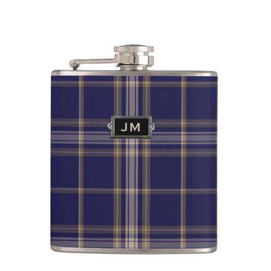 Monogramedの一族のパン屋のタータンチェック格子縞のフラスコ フラスク (正面)