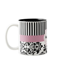 monogramedエレガントなダマスク織およびストライブ柄