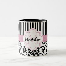 monogramedエレガントなダマスク織およびストライブ柄