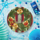 Monogramed Christmas Wreath ペーパープレート (パーティー)