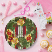 Monogramed Christmas Wreath ペーパープレート (パーティー)