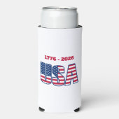 Monogramed Patriotic USA 1776-2026 Bottle & スリム缶クーラー (Seltzer正面)