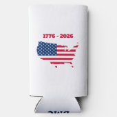 Monogramed Patriotic USA 1776-2026 Bottle & スリム缶クーラー (裏面)