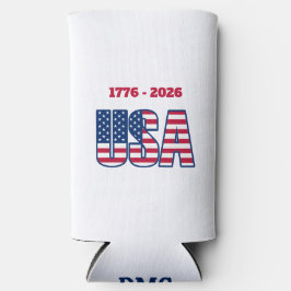 Monogramed Patriotic USA 1776-2026 Bottle & スリム缶クーラー