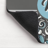 Monogramed Teal Gray Abstract  マウスパッド (コーナー)
