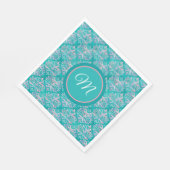 Monogramed Teal Pattern Napkins スタンダードランチョンナプキン (角)