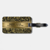 MonogramedBlackと金ゴールドヴィンテージフローラペイズリー ラゲッジタグ (裏面横)