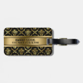 MonogramedBlack & 金ゴールドヴィンテージフローラダマスク2 ラゲッジタグ (裏面横)