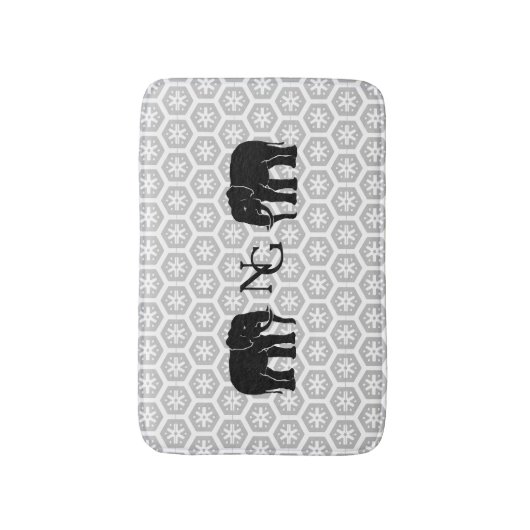 Monogrammの組の威厳のあるで黒い象 バスマット (正面縦)