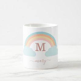 Monogramm, kundenspezifischer Regenbogen コーヒーマグカップ