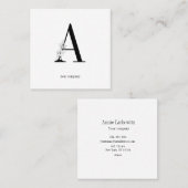 Monogramm, minimalistic Blumen schwarz weiss スクエア名刺 (正面/裏面)