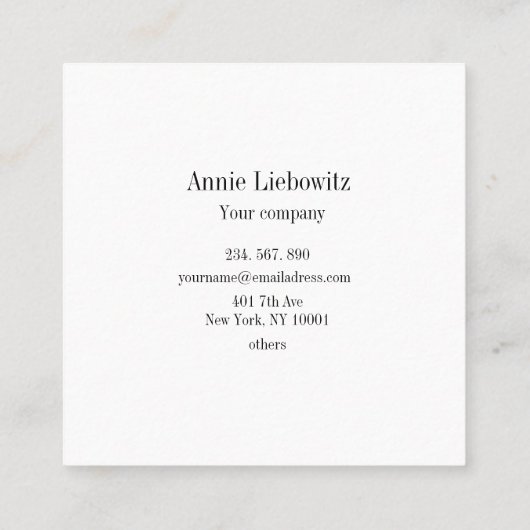 Monogramm, minimalistic Blumen schwarz weiss スクエア名刺 (裏面)