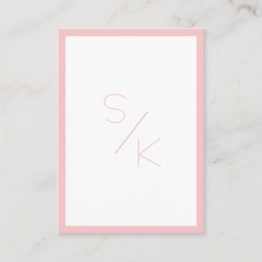 Monogramm Modern Pur Rosa Weiß 名刺 (正面)