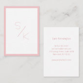 Monogramm Modern Pur Rosa Weiß 名刺 (正面/裏面)