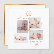 Monogramme de bricolage en D'or Remerciementカード